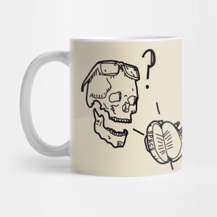 Where are my glasses?! Skull with glasses and glasses case, tattoo style design Mug